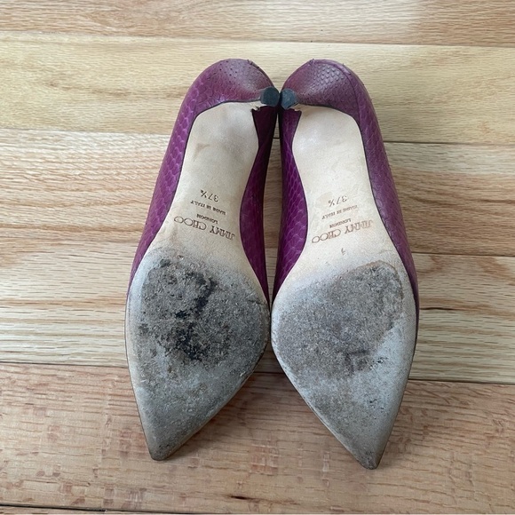Jimmy Choo Purple Python Leather Snake Print Abel Pointed Toe Pumps EUC Sz 37.5 - Picture 8 of 12